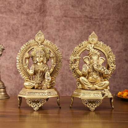 Brass Superfine Ganesha Lakshmi 10.5 "