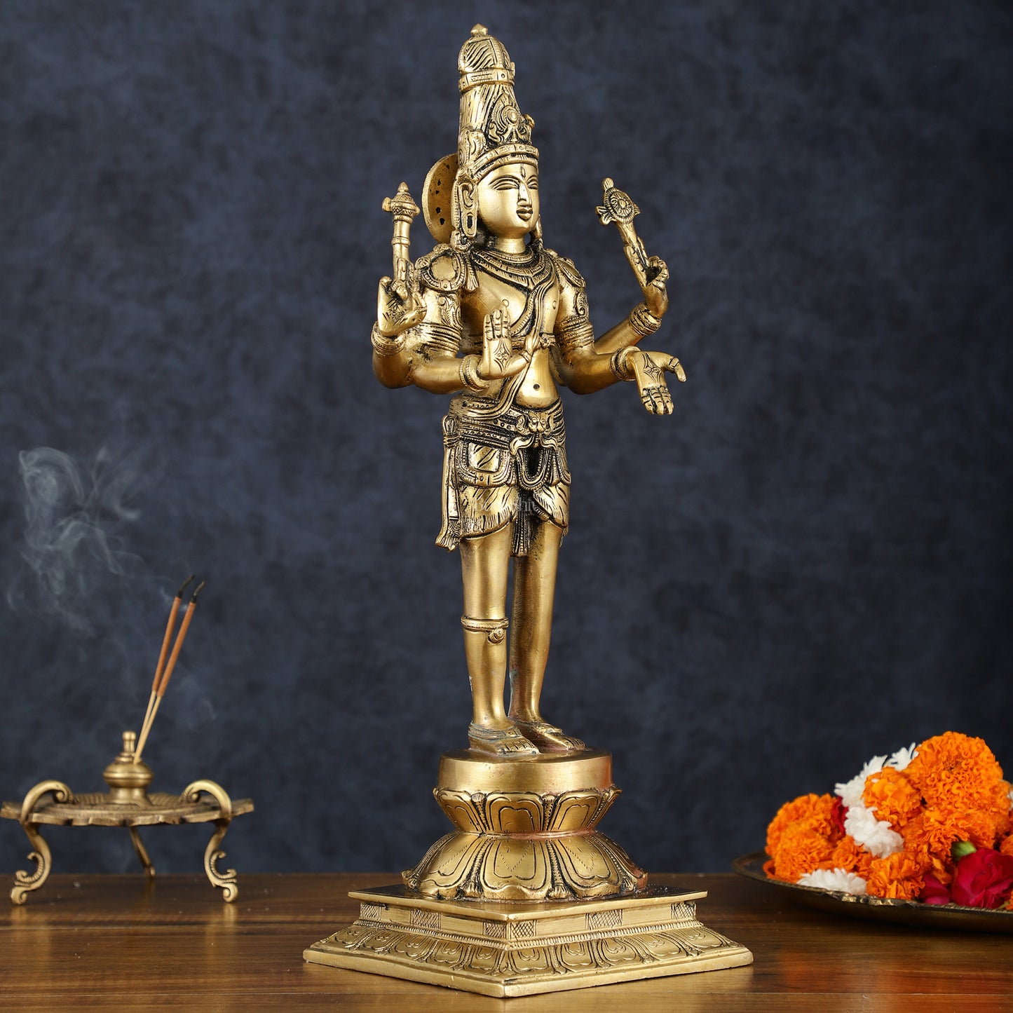 Handcrafted Brass Bhagawan Hari-Hara Statue – 16.5" Height, Divine Harmony