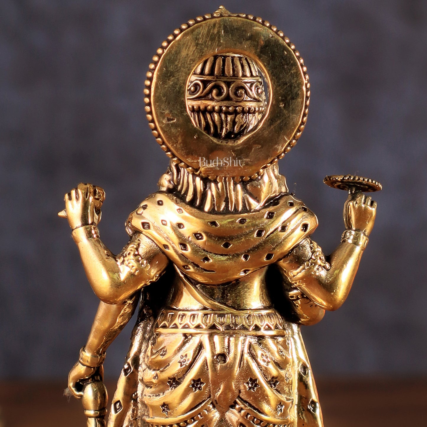 Brass Lord Vishnu Standing Blessing Idol - 5.25 Inch