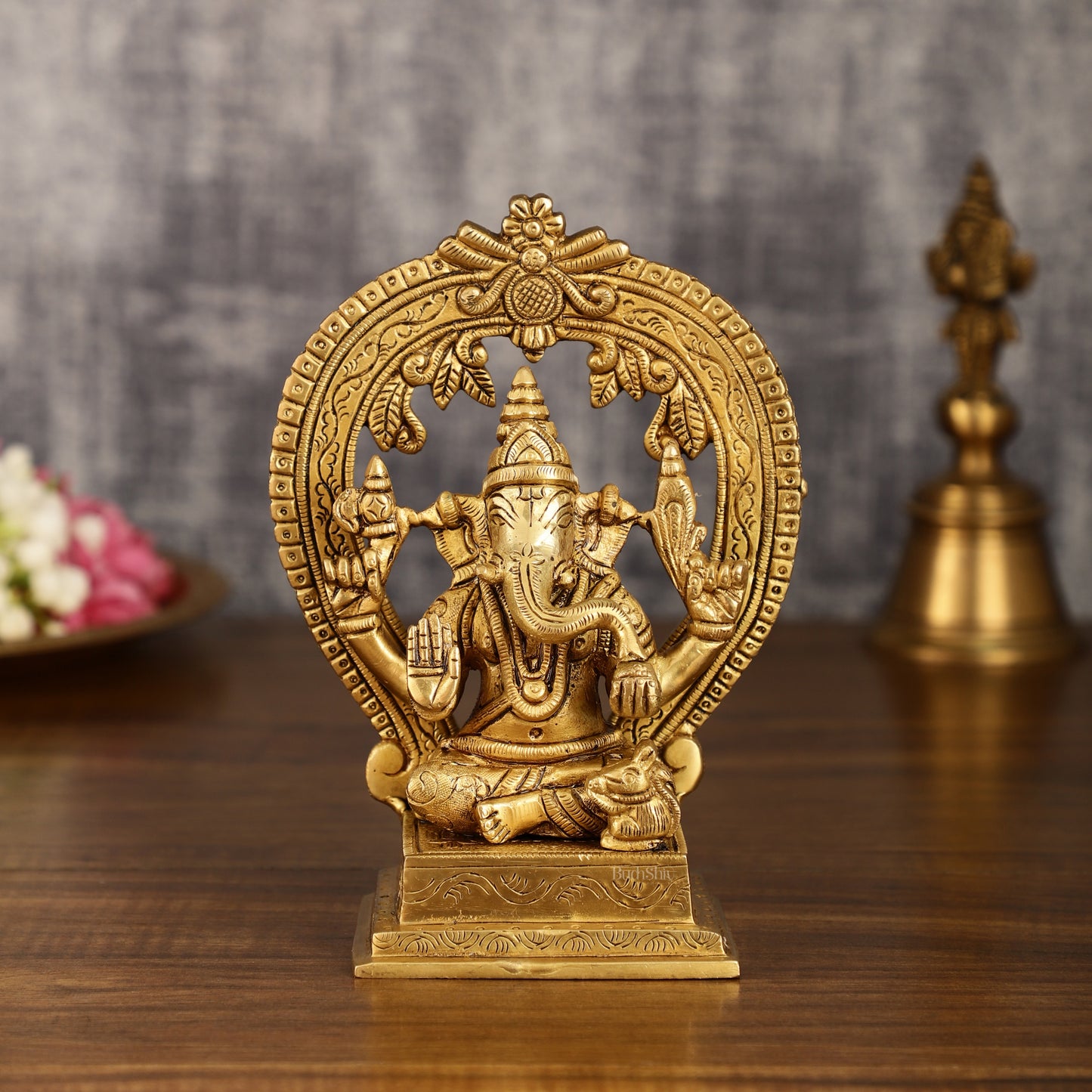 Brass Ganesha and Lakshmi Statues | 7 Inch