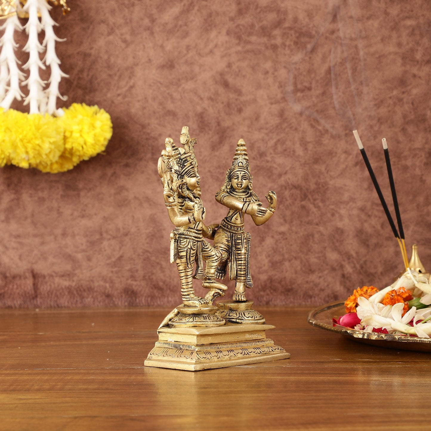 Brass Superfine Dancing Shiva Parvati Idol - 6" Tall