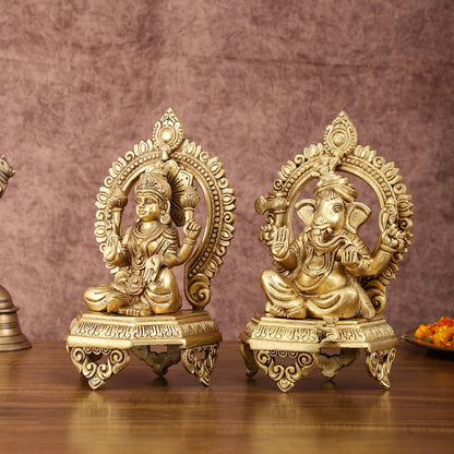 Brass Superfine Ganesha Lakshmi 10.5 "