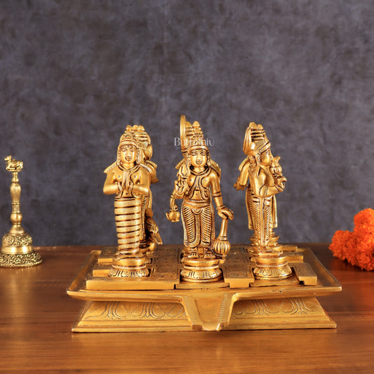 Brass Navagraha idols with abhishekam pita base 7"