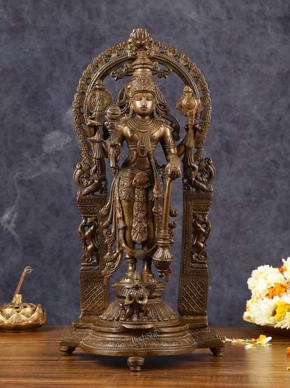 Antique Chola Style Pure Brass Lord Vishnu Statue with Garuda | 16 inches