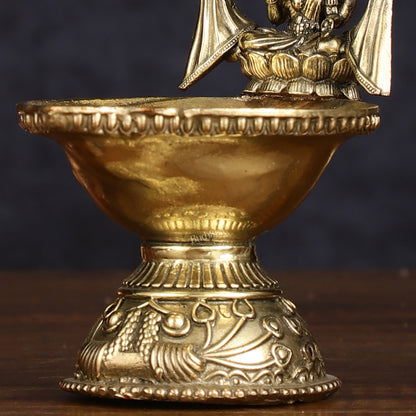 Brass Tirupati Balaji with Lakshmi Diya Oil Lamp 5.5 inch