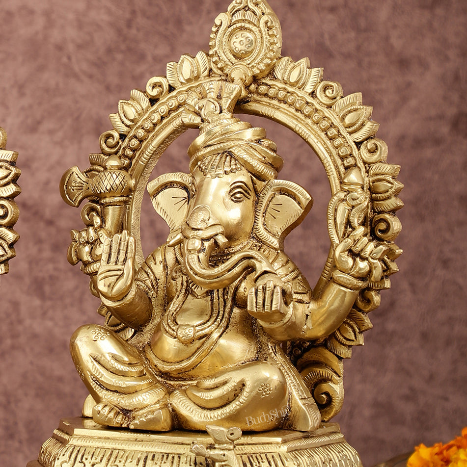 Brass Superfine Ganesha Lakshmi 10.5 "