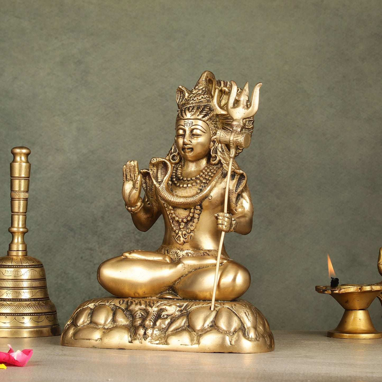 Elegant 10.5-Inch Brass Lord Shiva Idol