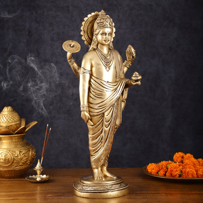 Pure Brass Superfine Dhanvantari Statue - 18" Height, 6 kg