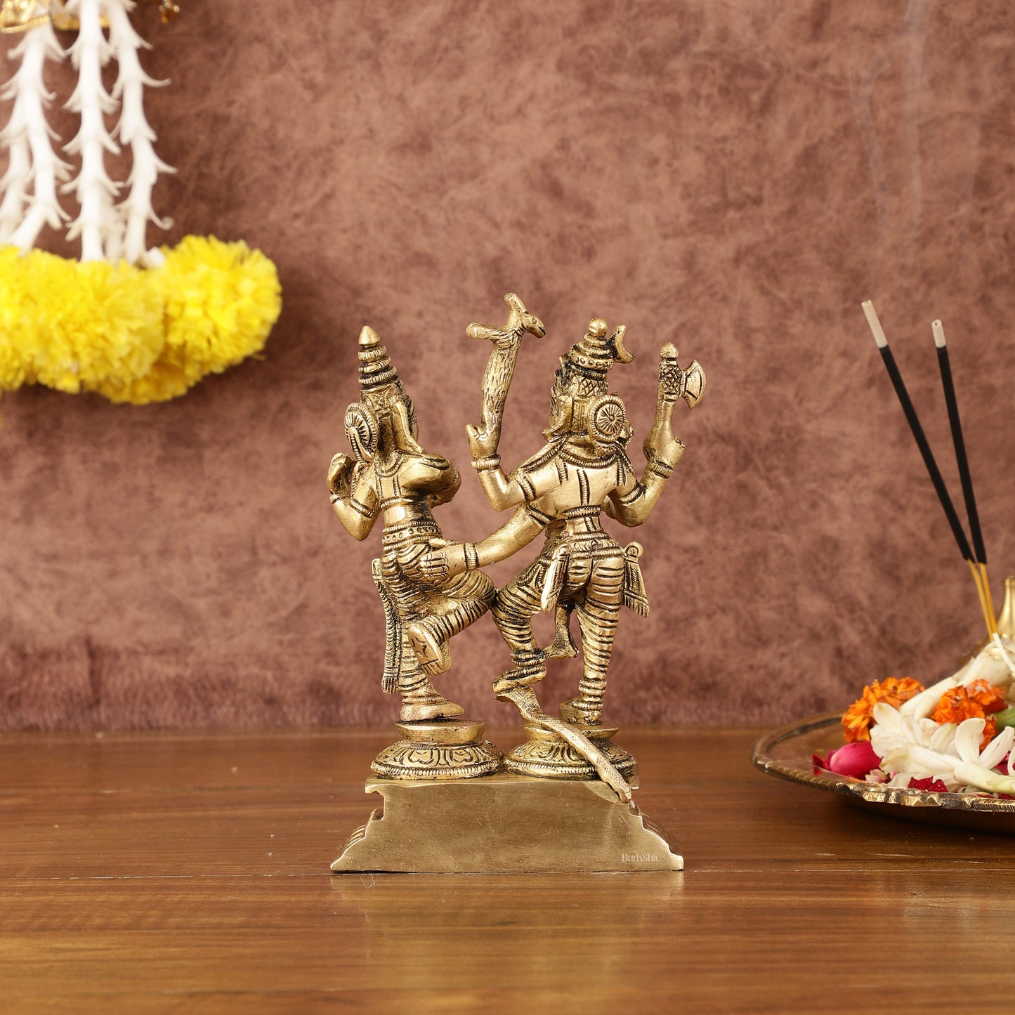 Brass Superfine Dancing Shiva Parvati Idol - 6" Tall