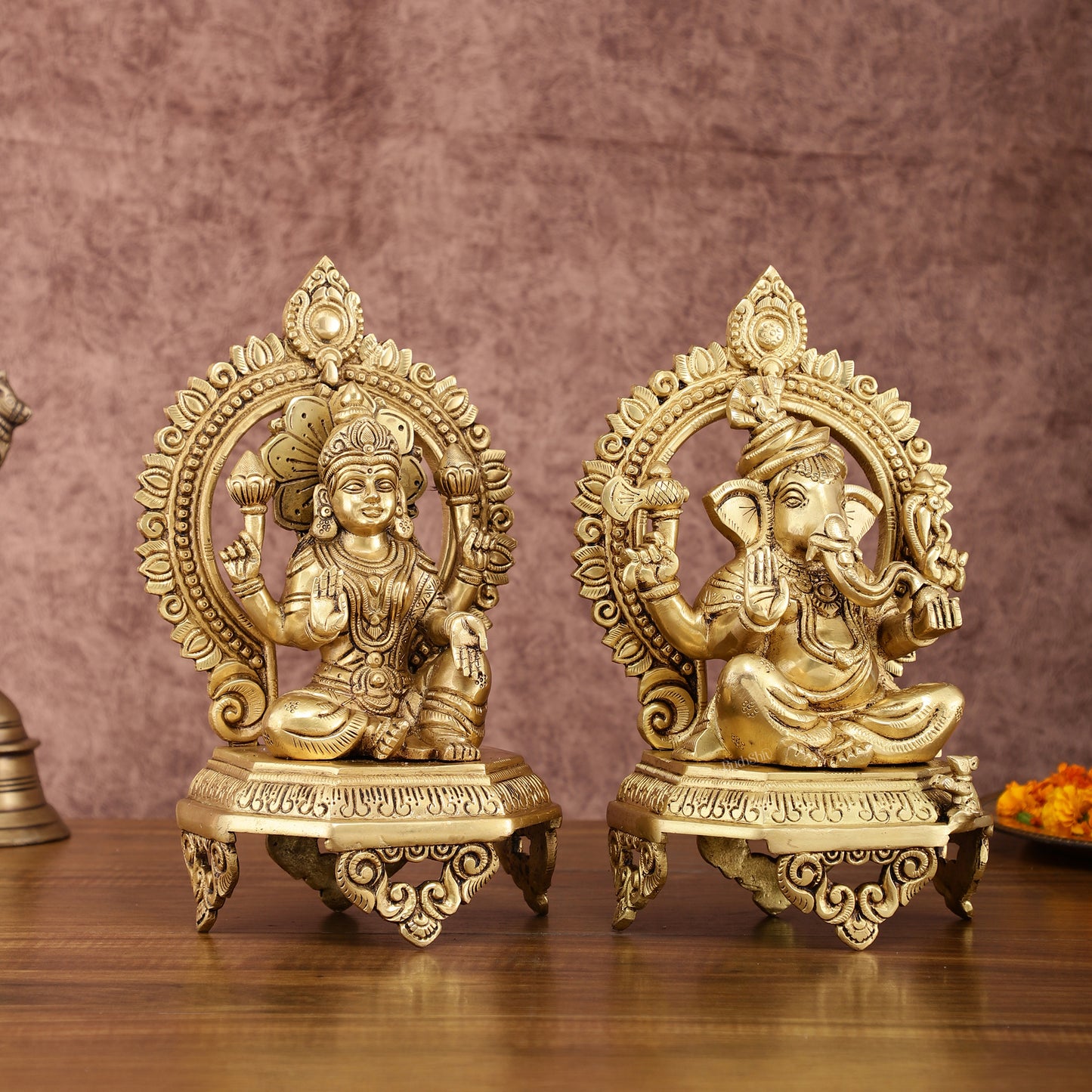 Brass Superfine Ganesha Lakshmi 10.5 "