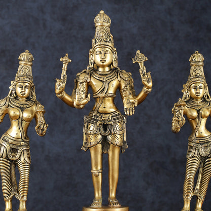 Brass Bhagawan Hari-Hara with Lakshmi and Parvati Ji – Handcrafted, 16.5"