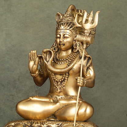 Elegant 10.5-Inch Brass Lord Shiva Idol