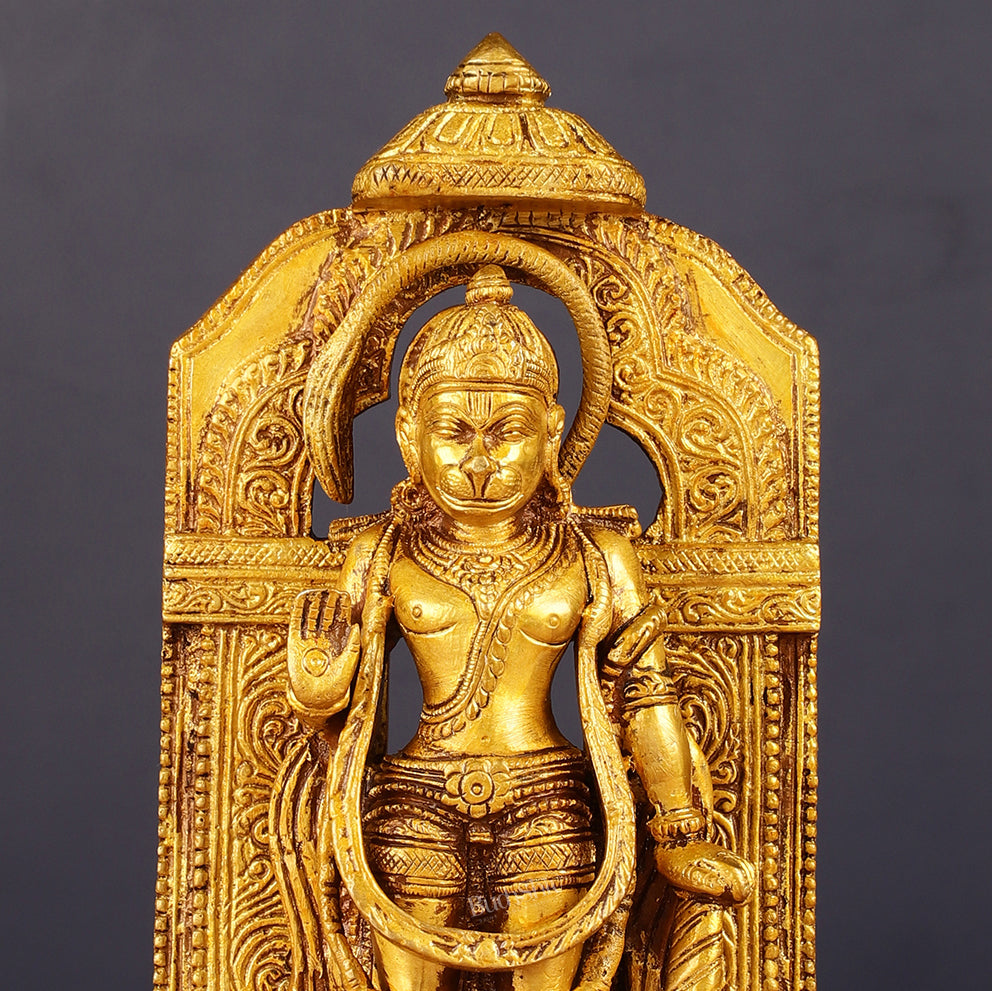 Pure Brass Standing Hanuman Idol 8"