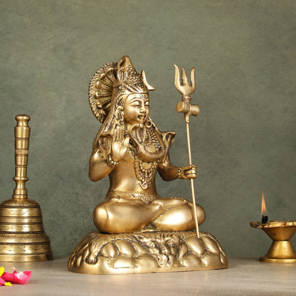 Elegant 10.5-Inch Brass Lord Shiva Idol