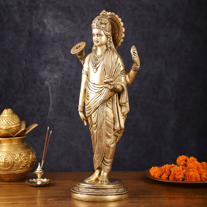 Pure Brass Superfine Dhanvantari Statue - 18" Height, 6 kg