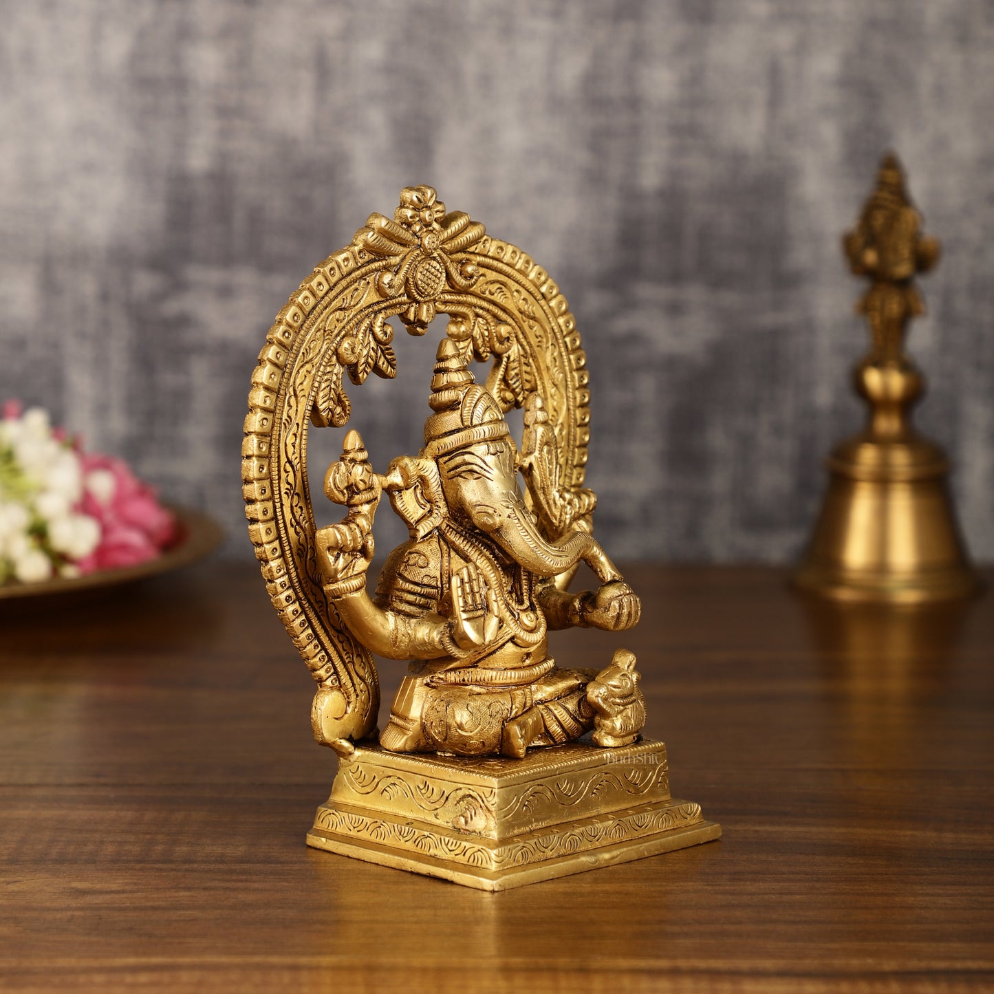 Brass Ganesha and Lakshmi Statues | 7 Inch