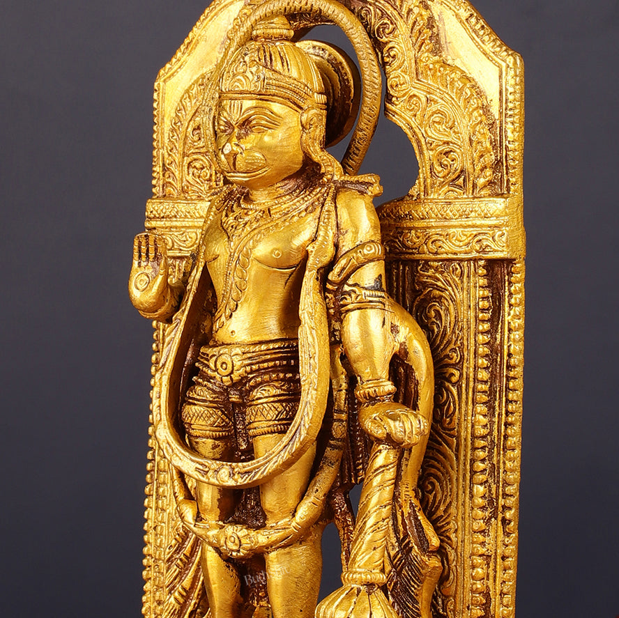 Pure Brass Standing Hanuman Idol 8"