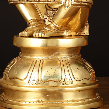 Brass Lord Ayyappa Swamy Ayyappan Statue - 14" Intricate Sculpture