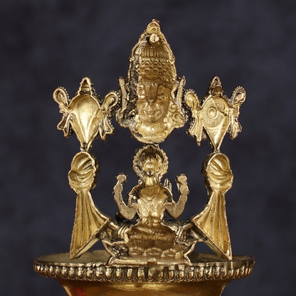 Brass Tirupati Balaji with Lakshmi Diya Oil Lamp 5.5 inch