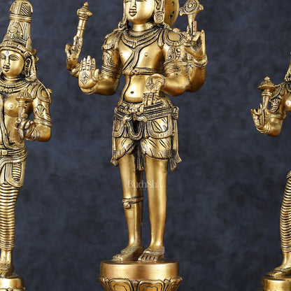 Brass Bhagawan Hari-Hara with Lakshmi and Parvati Ji – Handcrafted, 16.5"