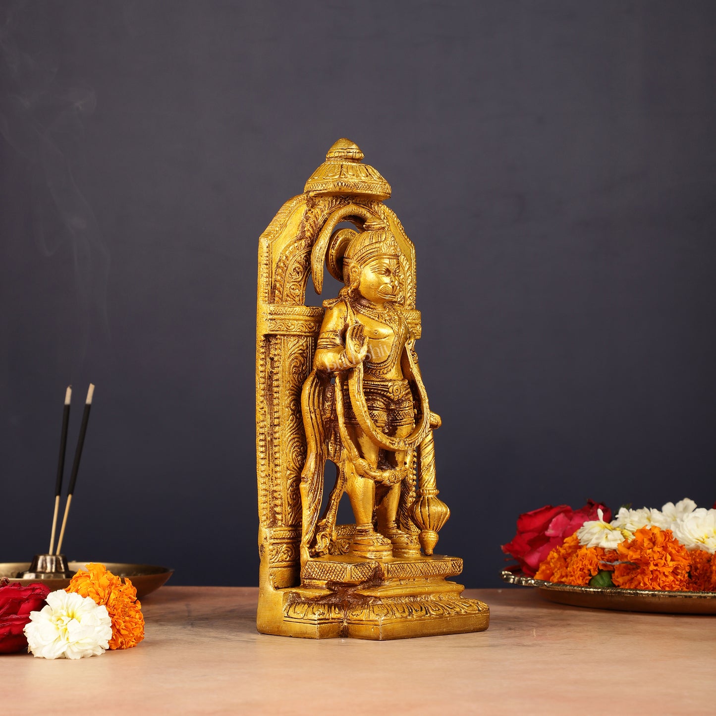 Pure Brass Standing Hanuman Idol 8"