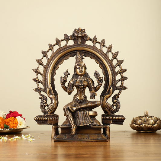 Pure Brass Goddess Lakshmi with Prabhaval Idol 10"