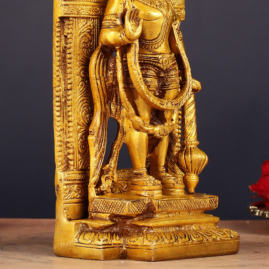 Pure Brass Standing Hanuman Idol 8"