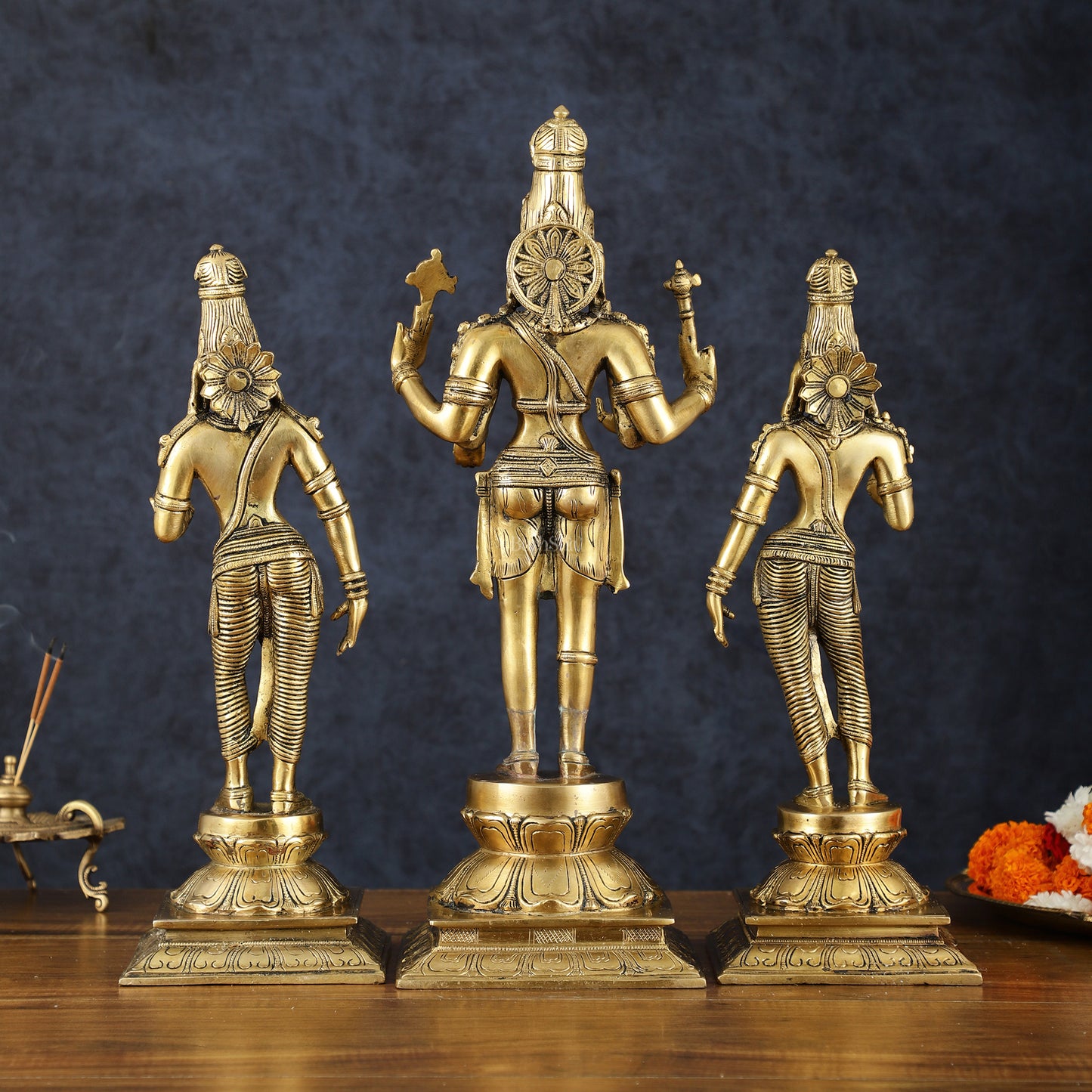 Brass Bhagawan Hari-Hara with Lakshmi and Parvati Ji – Handcrafted, 16.5"