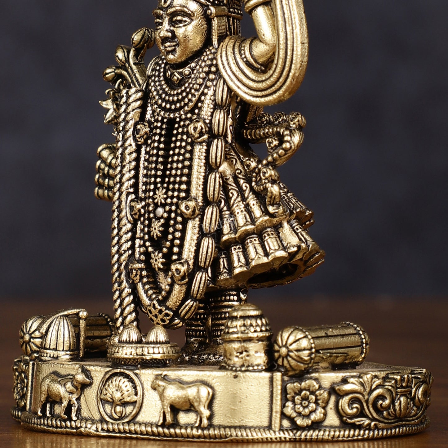 Pure Brass Intricately Carved Shreenath Ji Idol 4"