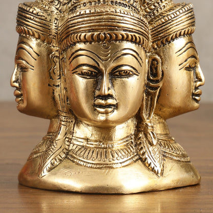 Pure Brass Four Faces Shiva Mukhalingam Charmukha - 5 in Height