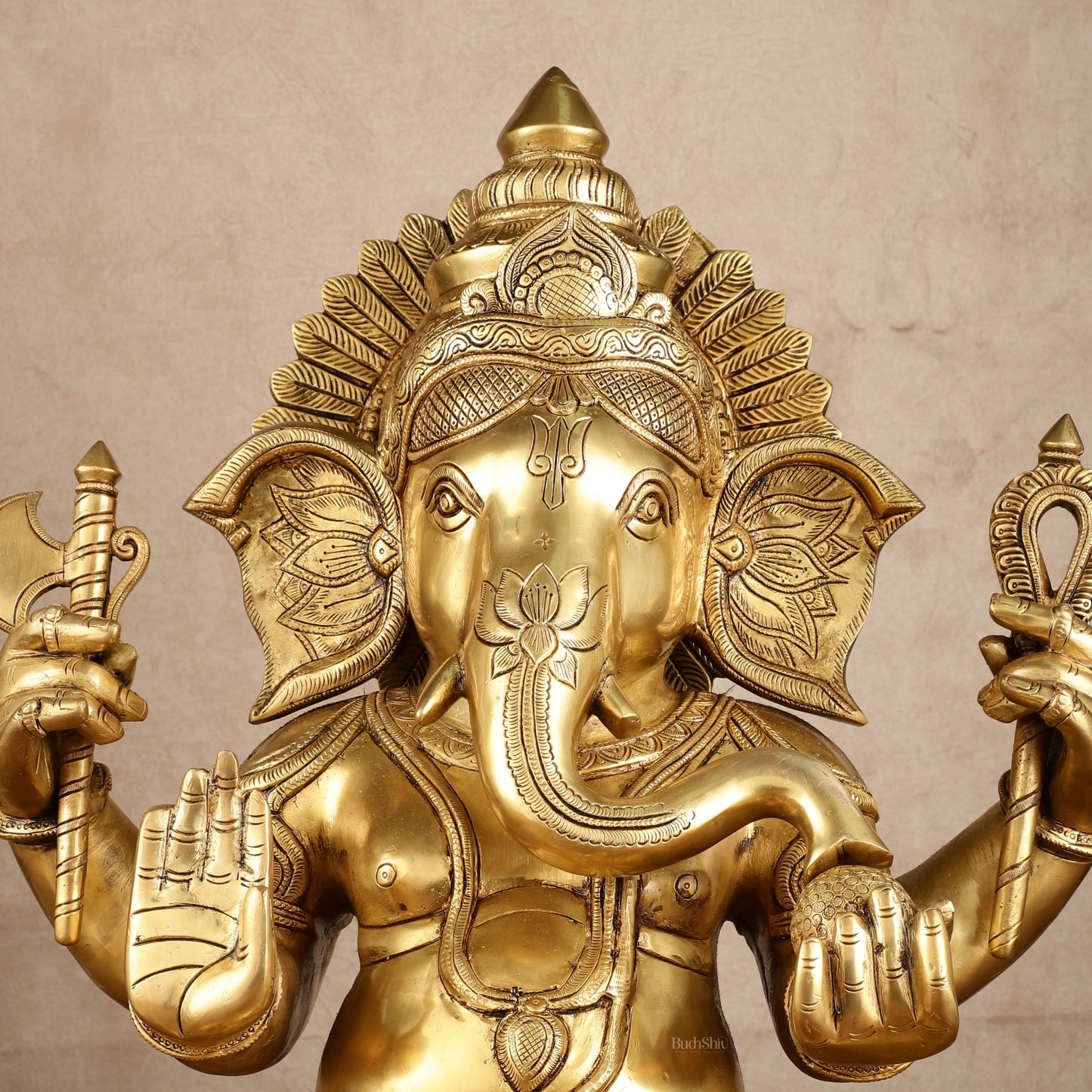 Brass Superfine Large Ganesha Statue | 20x16.5x11 Inches | 31.25 KG