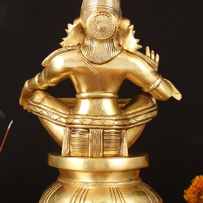 Brass Lord Ayyappa Swamy Ayyappan Statue - 14" Intricate Sculpture