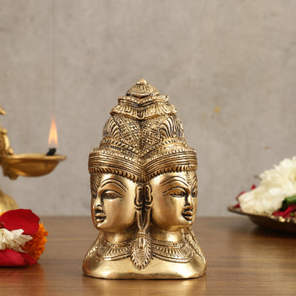 Pure Brass Four Faces Shiva Mukhalingam Charmukha - 5 in Height