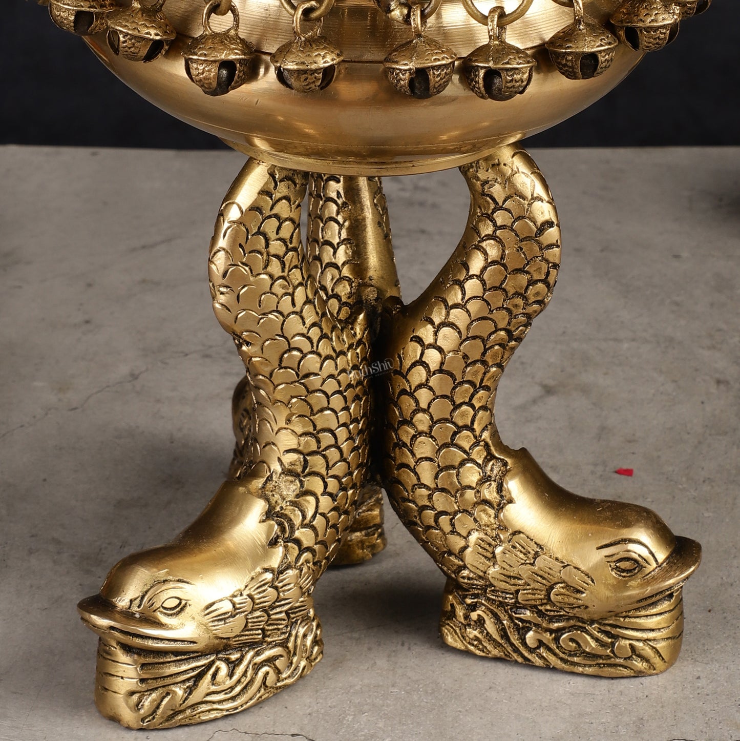 Pure Brass Vastu Urli with Fish Legs - Symbol of Prosperity 8"