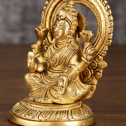 Superfine Brass Ganesh Lakshmi Idol Pair | 5.5 Inch Height