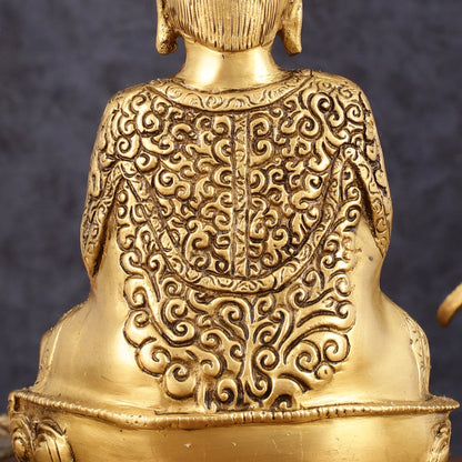 Pure Brass Japanese Meditation Buddha - 8" Height