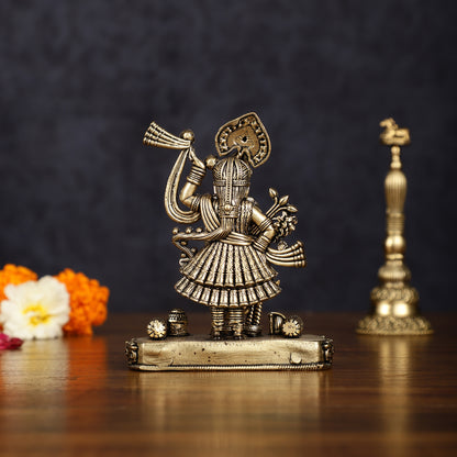 Pure Brass Intricately Carved Shreenath Ji Idol 4"