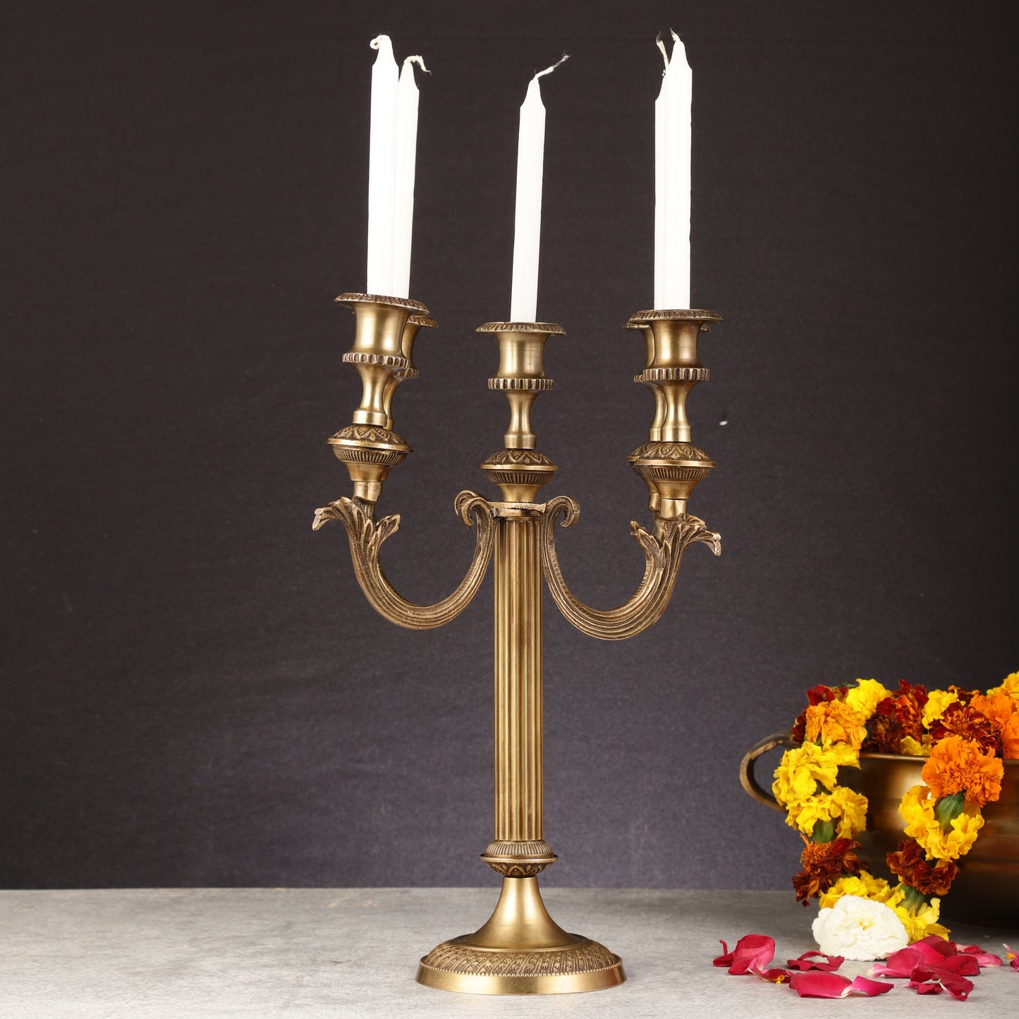 Victorian Style Brass Candle Holder | Height 14 inch
