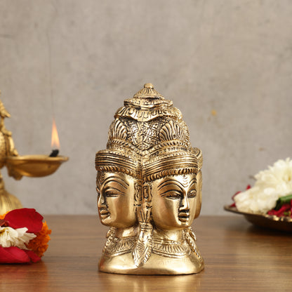 Pure Brass Four Faces Shiva Mukhalingam Charmukha - 5 in Height