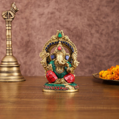 Superfine Brass Ganesh Lakshmi Idol Pair | 5.5-inch, 3 kg