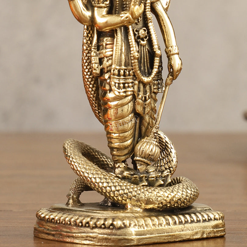 Pure Brass Standing Vishnu with Sheshanaga - 5 in Height