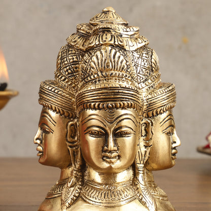 Pure Brass Four Faces Shiva Mukhalingam Charmukha - 5 in Height