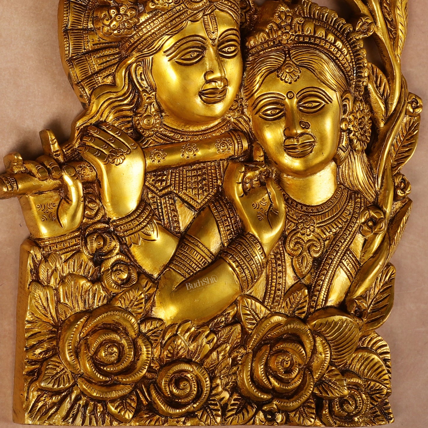 Pure Brass Radha Krishna Wall Hanging 14"