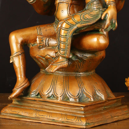 Superfine Brass Lord Shiva and Goddess Parvati Idol - 15" Height