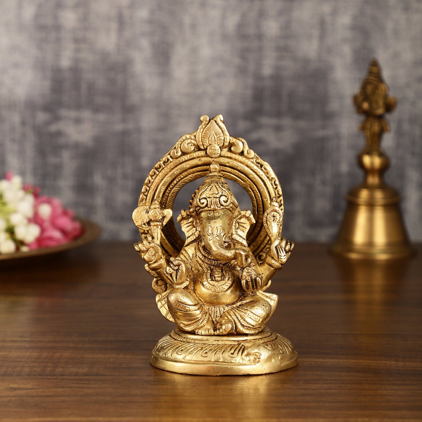 Superfine Brass Ganesh Lakshmi Idol Pair | 5.5 Inch Height