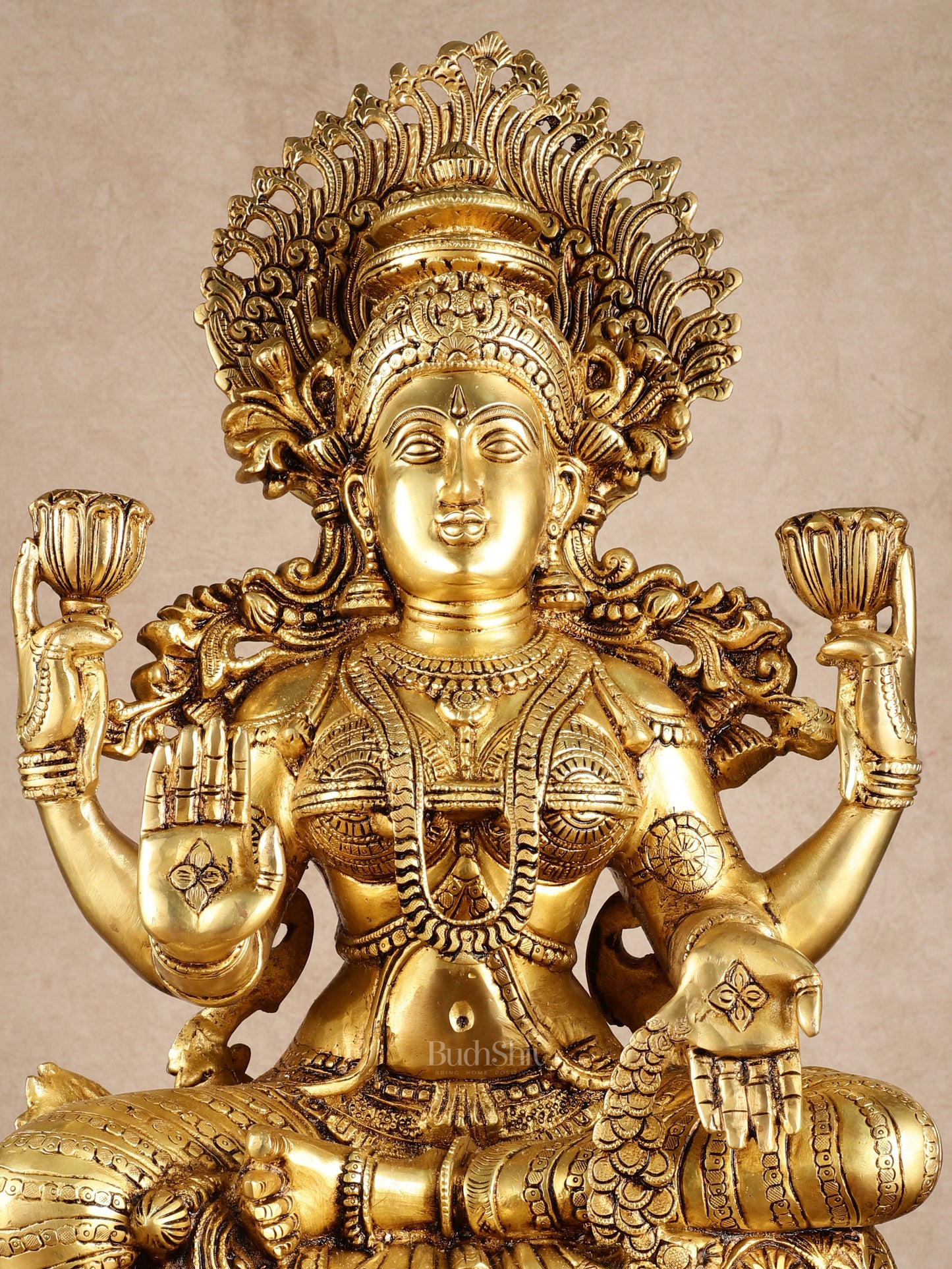 Brass Superfine Goddess Lakshmi Statue | 25x13x7.5 Inches | 26.30 KG