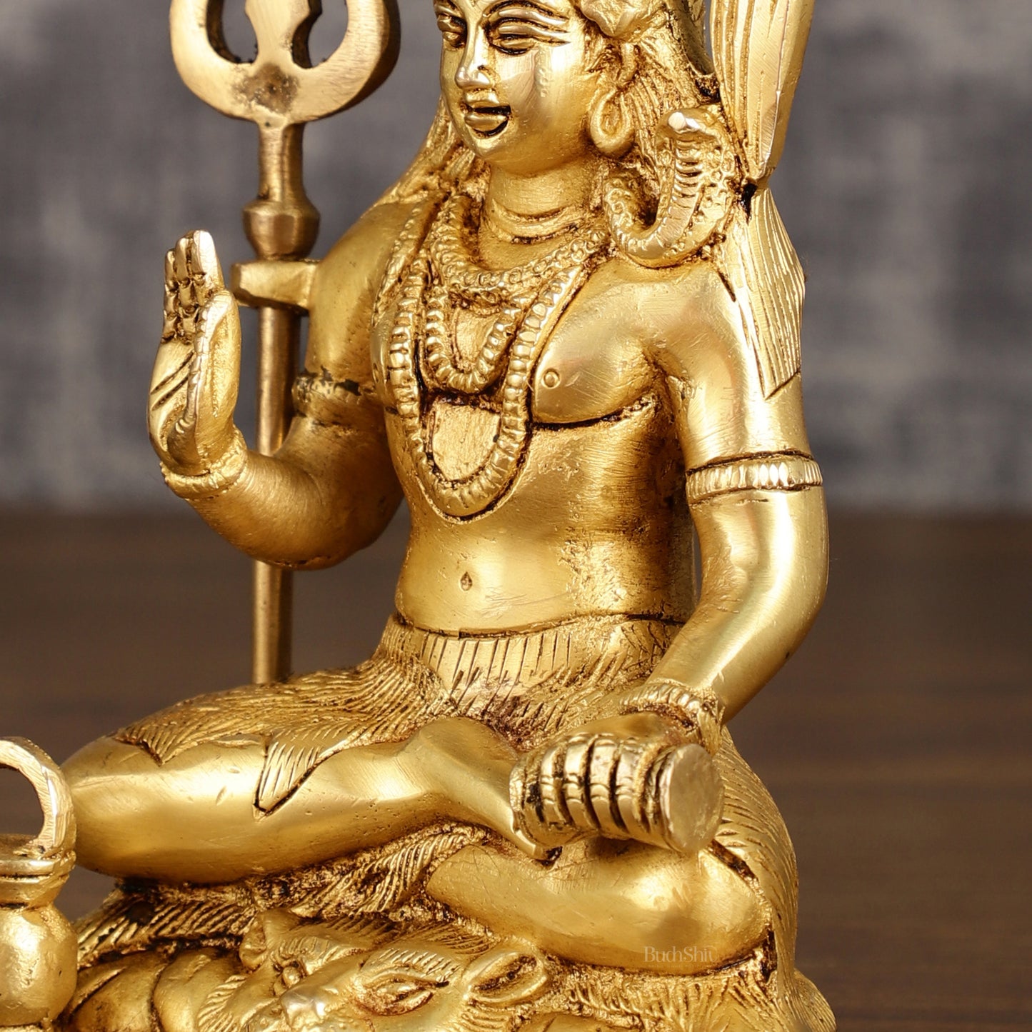 Pure Brass Lord Shiva Detailed Statue with Kamandala | 7 Inch