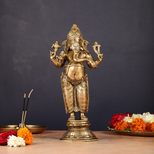 Brass Standing Ganesha Idol 10"