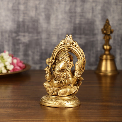 Superfine Brass Ganesh Lakshmi Idol Pair | 5.5 Inch Height