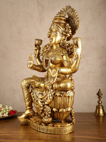 Brass Superfine Goddess Lakshmi Statue | 25x13x7.5 Inches | 26.30 KG